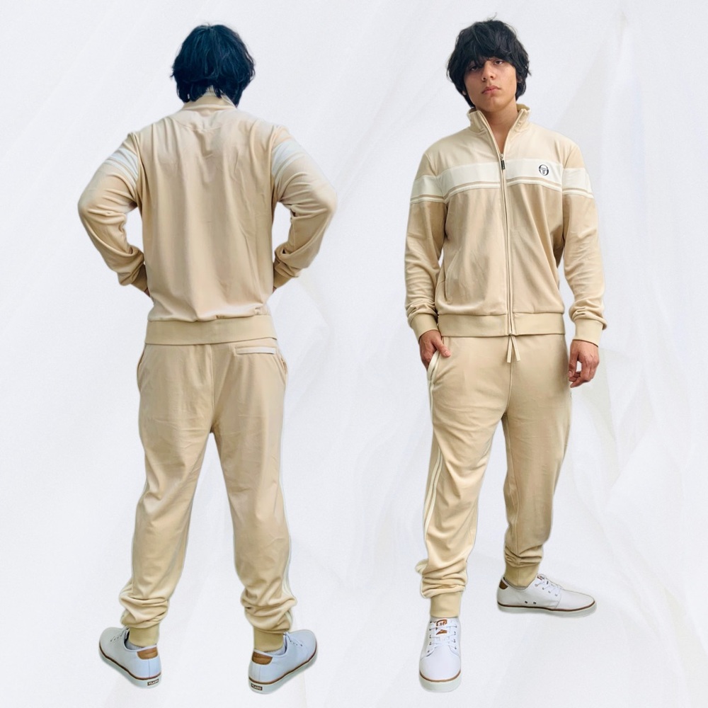 Men’s Sergio Tacchini Tan | Gardenia Velour Full Zip Tracksuit NWT